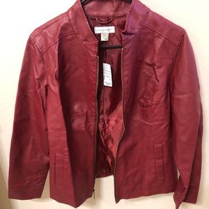 Maroon Faux Leather Jacket
